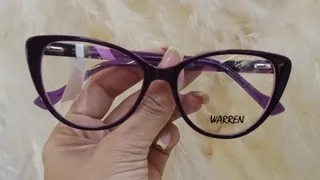 Montura ojo de gato de acetato morado oscuro con varillas lilas, para dama