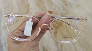 Montura cuadrada de acetato rosa cristal transparente, para dama