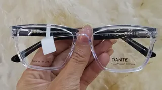Montura rectangular de acetato cristal transparente con varillas negras, para caballero