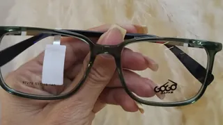 Montura rectangular de acetato verde oscuro translúcido, para caballero