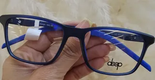Montura rectangular azul marino mate con varillas azul rey texturizadas, para caballero